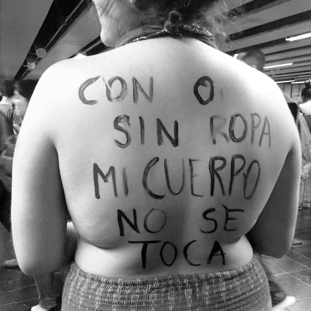 Fotografía de manifestante feminista, tomada por Tatiana Guerrero.