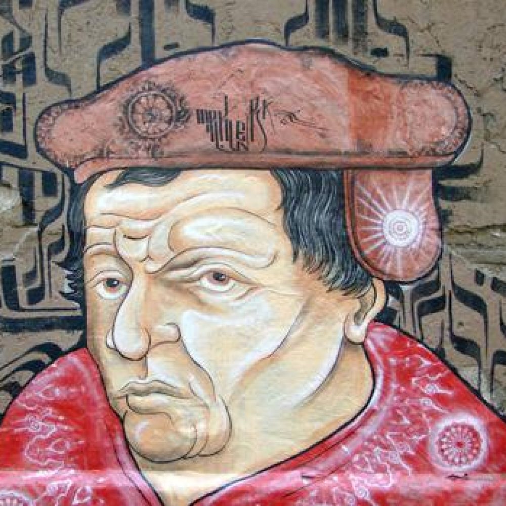 Grafiti en las calles de Roma de Mr. Klevra con la imagen de Thomas Müntzer.
Tomada de: http://www.abc.es/cultura/cultural/abci-teologos-revolucion-201703220114_noticia.html